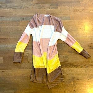 Long sleeve block colored cardi